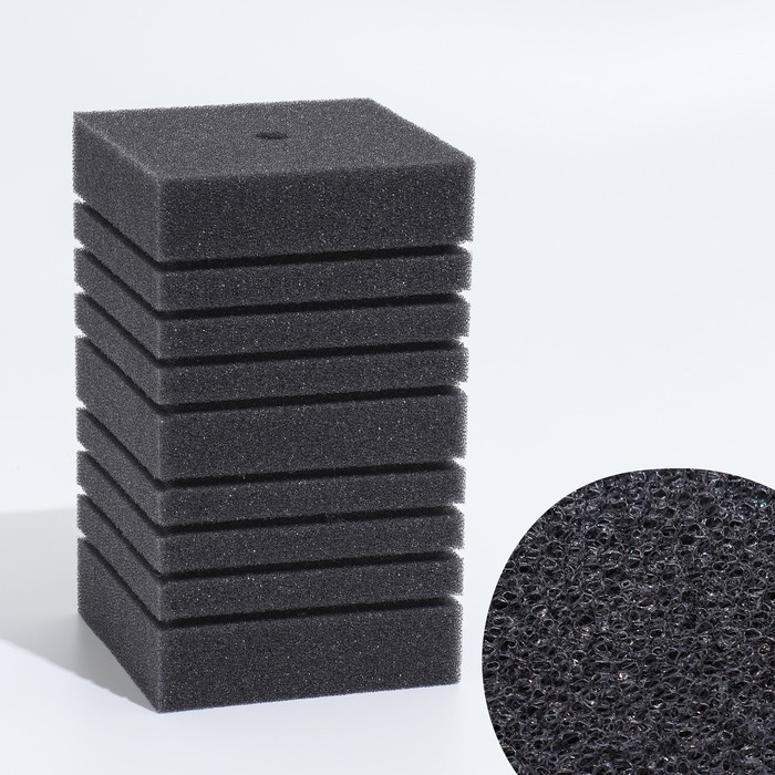 Губка прямоугольная для фильтра турбо № 14, 11×11×20 см, серая - Фото 1