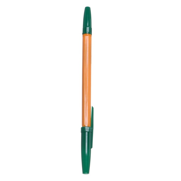 Ручка шариковая 0,7 мм, стержень зелёный, корпус оранжевый с зелёным колпачком - Фото 1