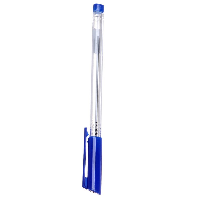 Ручка шариковая 1,0 мм, стержень синий, корпус прозрачный треугольный, колпачок синий - Фото 1