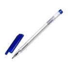 Ручка шариковая 1,0 мм, стержень синий, корпус прозрачный треугольный, колпачок синий - Фото 2