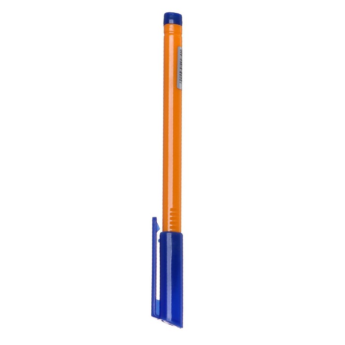 Ручка шариковая 1,0 мм, стержень синий, корпус жёлтый треугольный, колпачок синий - Фото 1