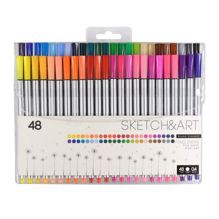 Набор капиллярных ручек 48 цветов Sketch&art, 0,4 мм