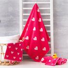 Полотенце махровое Крошка Я «Сердечки» 70х130 см, цв.розовый, 100% хл, 360гр/м2 - фото 119321919