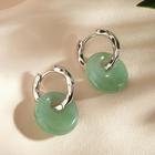 Серьги-бублики «Кварц» под нефрит, атмосфера, в серебре - Фото 1