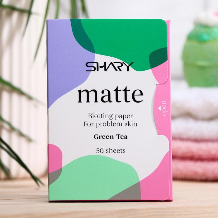 Матирующие салфетки Shary "Зеленый чай", для лица, проблемной кожи, 12г, 50 шт. - Фото 1