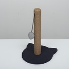 Когтеточка-столбик с основанием-кошечкой "Пижон", 32 х 31 х 47 см, рогожка, джут, серо-синий - фото 9572453