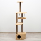 Комплекс для кошек с когтеточкой, угловой, с гамаком, 48×48×171 см, джут, искусственный мех, беж - Фото 4