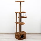 Комплекс для кошек с когтеточкой, угловой, 48×48×171 см, коричневый - Фото 2