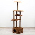 Комплекс для кошек с когтеточкой, угловой, 48×48×171 см, коричневый - Фото 3