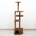 Комплекс для кошек с когтеточкой, угловой, 48×48×171 см, коричневый - Фото 4