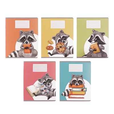 Тетрадь 18 листов в клетку Calligrata «Еноты», обложка мелованный картон, блок офсет, белизна 95%, МИКС