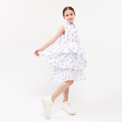 Платье для девочки MINAKU: Cotton collection цвет белый, р-р 122