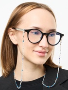 Цепочка для очков из бисера, шнурок на шею 75 см, белый с синим 5572139