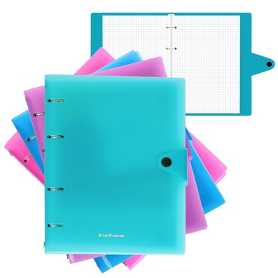 Тетрадь на кольцах А5 80 листов в клетку ErichKrause Glance Vivid, пластиковая обложка, блок офсет 100% белизна, МИКС