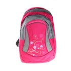 Рюкзак школьный "Цветочки" 1 отдел, 2 наружных и 2 боковых кармана, малиново-серый - Фото 1