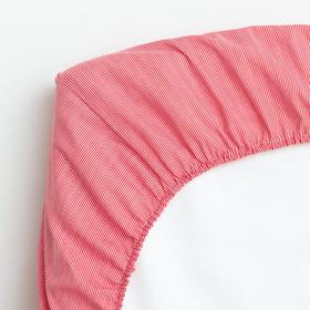 Простыня на резинке Крошка Я "Полоски" цв.белый/красный, 60*120+20см,бязь 125 гр/м2,100% х