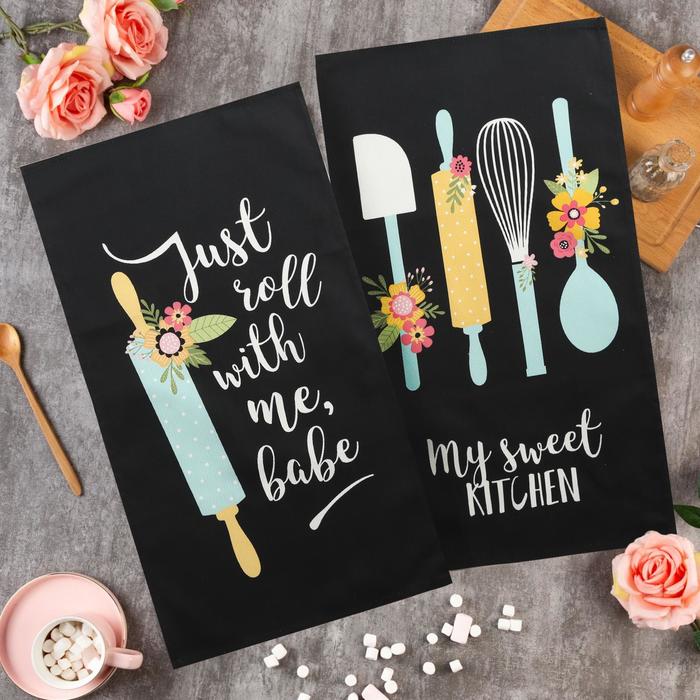 Набор кухонных полотенец Этель My sweet kitchen 35х60 см-2шт, 100% хл, саржа 190 г/м2 - Фото 1