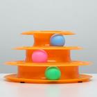 Игровой комплекс "Пижон" для кошек с 3 шариками, 24,5 х 24,5 х 13 см, оранжевый - Фото 2