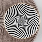 Тарелка керамическая десертная «Спираль», d=20,5 см, цвет чёрный и белый - фото 321290720