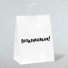Пакет подарочный с приколами, крафт «Поздравлямба!», белый, 24 х 10,5 х 32 см - Фото 1