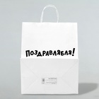 Пакет подарочный с приколами, крафт «Поздравлямба!», белый, 24 х 10,5 х 32 см - Фото 2