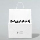 Пакет подарочный с приколами, крафт «Поздравлямба!», белый, 26×15×35 см - Фото 3