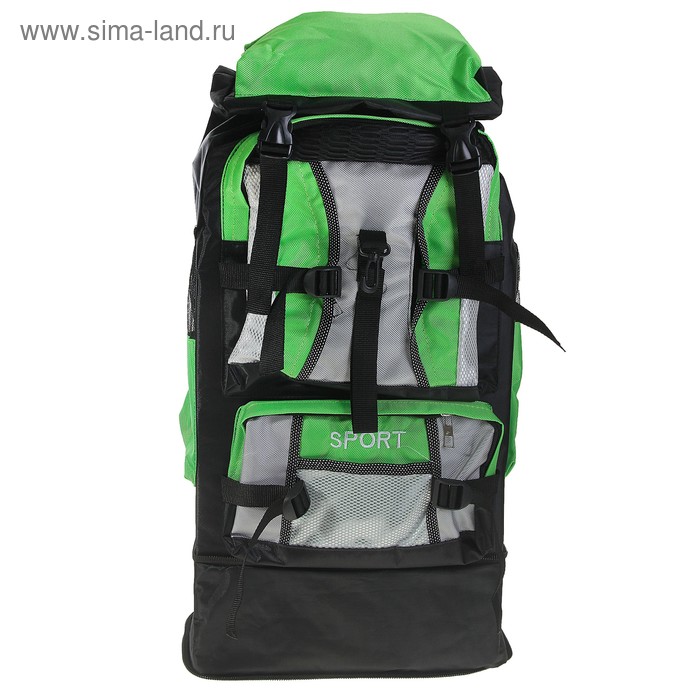 Рюкзак туристический SPORT, трансформер, 1 отдел, 5 наружных карманов, усиленная спинка, объём - 33/40л, чёрный/зелёный - Фото 1