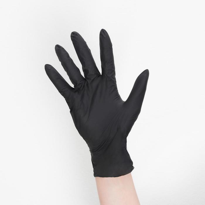 Перчатки хозяйственные нитриловые Household Gloves, текстурированные на пальцах, размер L, 3 гр, цвет чёрный - Фото 1