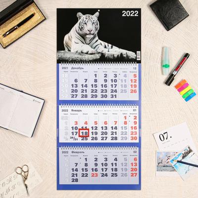Календарь квартальный, трио "Символ года - 64" 2022 год, 31 х 69 см