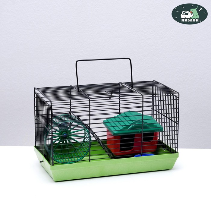 Клетка-мини для грызунов "Пижон" №2, укомплектованная, 27х15х16 см, зеленый микс - Фото 1