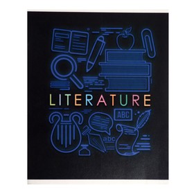 Тетрадь предметная "СуперНеон", 48 листов в линейку "Литература", обложка мелованный картон, блок офсет