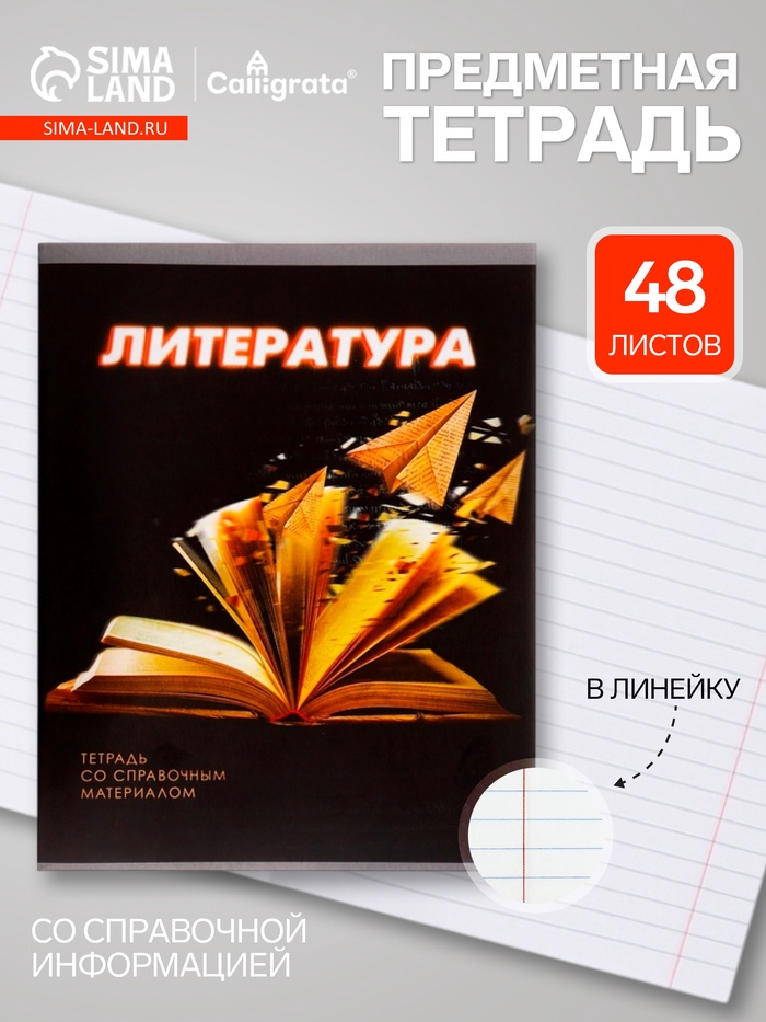 Предметная тетрадь по литературе Calligrata. 3D, 48 листов, в линейку, со справочным материалом, обложка из мелованного картона - Фото 1