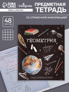 Предметная тетрадь по геометрии Calligrata «Доска», 48 листов, в клетку, со справочным материалом, обложка из мелованного картона - Фото 1