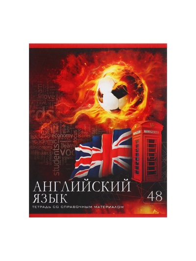 Предметная тетрадь по английскому языку Calligrata «Футбол», 48 листов, в клетку, со справочным материалом, обложка из мелованного картона