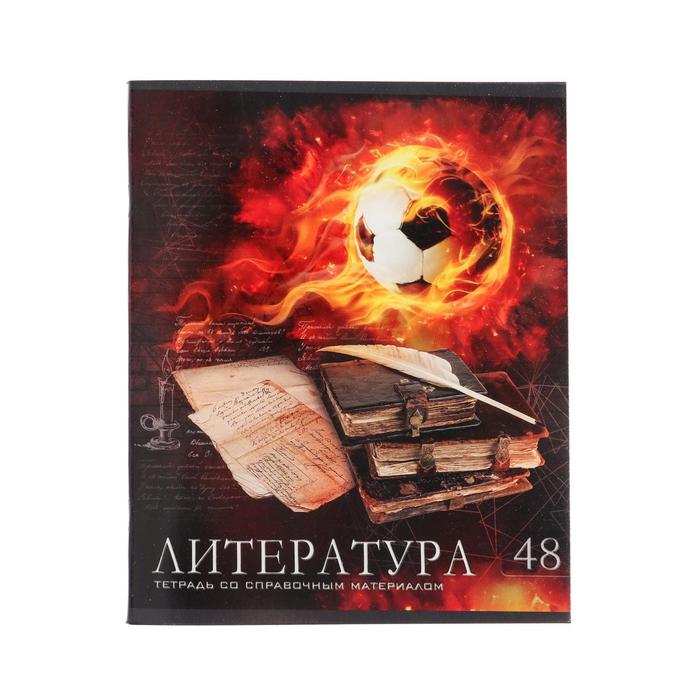 Тетрадь предметная "Футбол", 48 листов в линейку "Литература", обложка мелованный картон, УФ-лак, блок офсет - Фото 1
