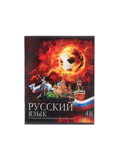 Предметная тетрадь по русскому языку Calligrata «Футбол», 48 листов, в клетку, со справочным материалом, обложка из мелованного картона