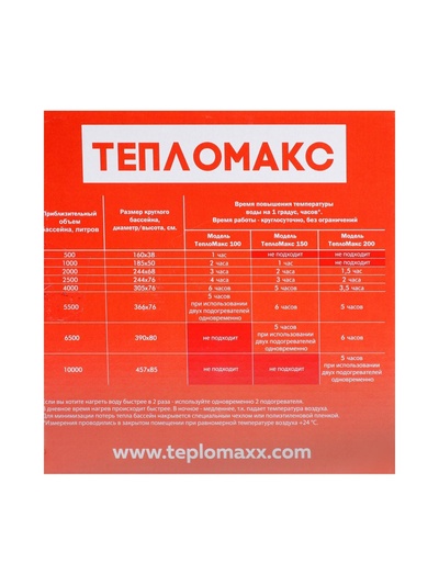 Электроподогреватель «ТеплоМакс», для воды в бассейне, 150×53 см, синий