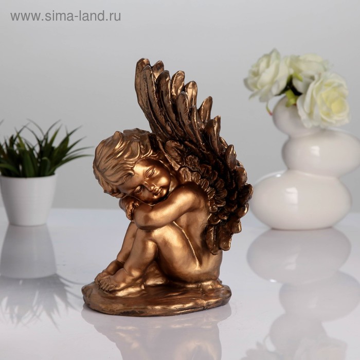 Фигура "Ангел Грустный" бронза 17х25х15см - Фото 1