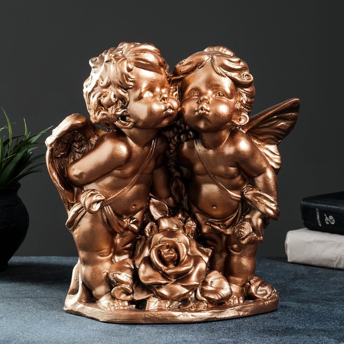 Фигура "Ангел и Фея с розой" бронза 24х12х26см - Фото 1