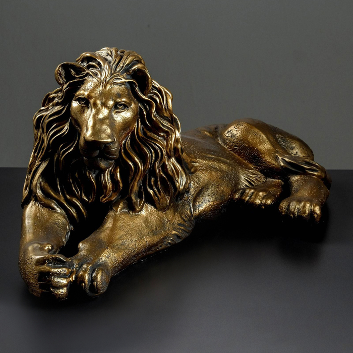 Фигурка «Лев на отдыхе», левый, гипс под бронзу, 70×35×25 см - Фото 1