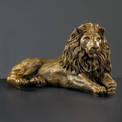 Фигура гипс «Лев на отдыхе», под бронзу, 65×35×32 см
