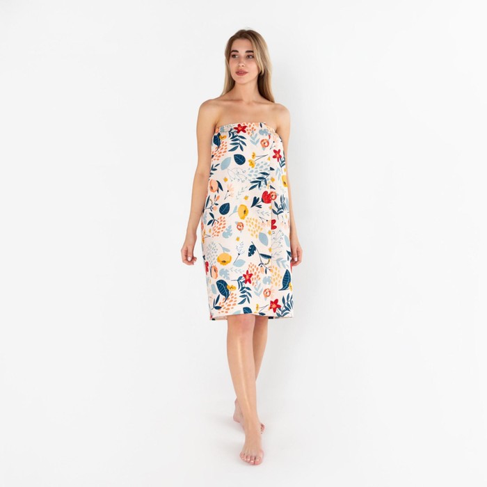 Полотенце - парео для бани «Цветочное поле», 80×150±4 см, 100% хлопок, вафельное, 160 г/м² - Фото 1