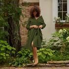 Халат вафельный женский удлинённый Экономь и Я размер 50-52, цвет хаки, 100% хлопок, 200 г/м² - Фото 4