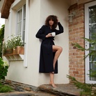 Халат вафельный женский удлинённый Экономь и Я размер 50-52, цвет чёрный, 100% хлопок, 200 г/м² - Фото 4