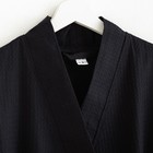 Халат вафельный женский удлинённый Экономь и Я размер 50-52, цвет чёрный, 100% хлопок, 200 г/м² - Фото 6