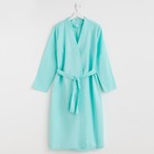 Халат вафельный женский удлинённый Экономь и Я размер 42-44, цвет небесный, 100% хлопок, 200 г/м² - Фото 7