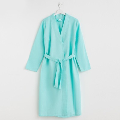 Халат вафельный женский удлинённый Экономь и Я размер 42-44, цвет небесный, 100% хлопок, 200г/м2