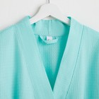 Халат вафельный женский удлинённый Экономь и Я размер 42-44, цвет небесный, 100% хлопок, 200 г/м² - Фото 8