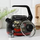 Чайник эмалированный со свистком «Рябина», 3 л, индукция, цвет чёрный - Фото 2