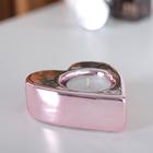 Подсвечник керамический "Сердце", 8х8,5 см, розовый глянцевый 6899325 - Фото 1